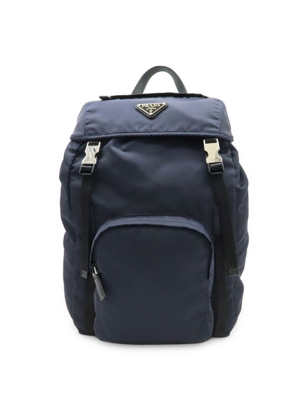 Prada Backpack Shoulder Bag Nylon Leather Blue Nero Black Silver